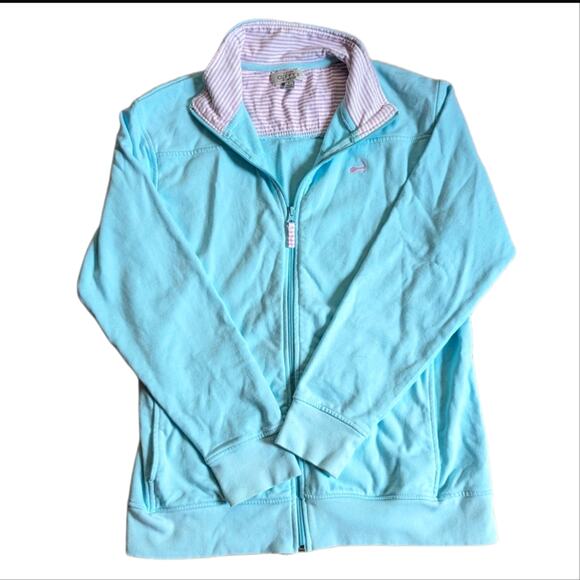 Cuffy's Of Cape Cod Full Zip Light Blue Preppy Sweatshirt Activewear Jacket - Picture 1 of 4